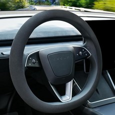 Uxcer Nappa 테슬라 모델 3/Y 2016-2025 2026 주니퍼/하이랜드와 호환되는 가죽 스티어링 휠 커버 미끄럼 방지 통기성 모델 3/Y 핸들 프로텍터 블랙, 스웨이드