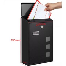 郵箱 信箱 郵件箱 戶外防雨信報箱帶密碼鎖室外掛牆創意, CMB 2240 黑色 鑰匙款 鍍鋅板材, 黑色