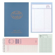 수능 시험 6개월 먼슬리 스터디 플래너+omr메모지+단어장+하루 스터디 플래너 수능대비 4종세트 노트, 캄블루