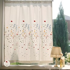 ANDCOTTON 野花刺繡棉麻窗簾, 單一顏色