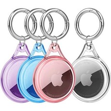 방수 에어태그 홀더 케이스 도그 칼라 키체인 액세서리 소프트 TPU 풀 프로텍티브 짐용 GPS 트래커 키 캣앤독 칼라4컬러, Clear+Pink+Blue+Purple, 1개