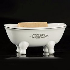 1피스 5.7인치 미니 세라믹 클로풋 더블 엔드 욕조 비누 접시 빈티지 장식, White, 1