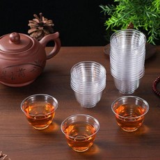 功夫茶杯航空杯水晶杯耐高溫硬塑料一次性茶杯小酒杯透明食品級02, 1個, 功夫茶杯60毫升 一包共50個