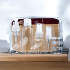 MEKO 旅行分裝瓶套組 多件式收納瓶罐 輕巧便攜 附透明收納袋, 1個, Clear