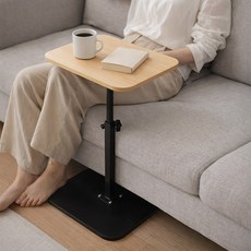 노블민트 각도조절 티테이블 소파 보조 협탁 높이조절 사이드 테이블, OAK-S