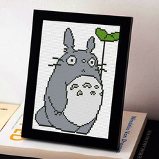 手工DIY十字繡自己繡卡通動漫龍貓十字繡2024新款初學者兒童繡學生簡單刺繡手工線繡, 15x20cm【棉線】+黑色框, 1個