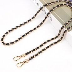 ［ 限時優惠 ］小香風替換鏈條包帶 120公分網紅款矽膠包揹帶 pu皮革編織鏈條肩帶 單肩斜跨金屬包鏈條帶子 金屬揹帶, 黑色, 1個