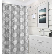 Sweet Home Collection 100% 면 장식 177.8cm x 182.8cm 패션 욕실 샤워 커튼 그레이/미네랄, 연회색/회색