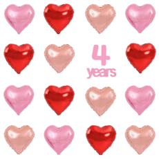 파파 파티 하트 풍선 세트 기념일 생일 포토월 DIY, 1세트, 레드6/핑크6/로즈골드6 + 4years
