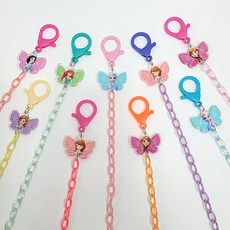 공주 캐릭터 나비 엘사 소피아 안나 에리얼 글리터 아크릴 양면 플라스틱 마스크스트랩