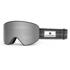 冬季戶外滑雪眼鏡高清偏光鏡片防霧防颳耐磨運動登山護目鏡 滑雪雪鏡, 黑框深水銀片, 1個