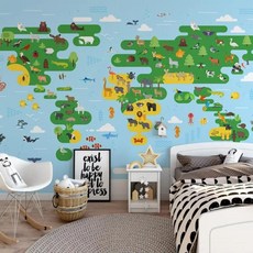 북유럽 모던 만화 동물 세계 사진 벽화 침실 거실용, 1. 23982793