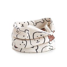 可愛淘ins圍脖冬季新款韓版純棉加厚脖套卡通印花保暖防風