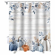 TweetyBed 샤워 커튼 옐로우 레몬 잎 목욕 커튼 수채화 블루 꽃 방수 폴리에스터 원단 욕실 샤워 커튼 세트 후크 장식 182.9 x 182.9cm(72 x 72인치)