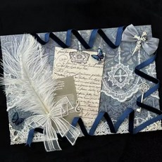 物料 扎包 痛包diy材料套裝藍色痛板扎板配飾絲帶背景扎痛裝飾物配件全套, 1個, 扎板材料包【肖邦交響】