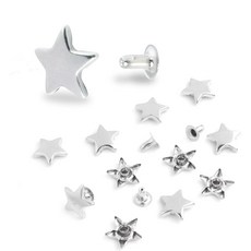 200세트 모듬 12mm 스타 캡 가죽 리벳 키트 원단 의류 가방용 펀치 도구가 포함된 튜브형 금속 애완동물 칼라 열쇠고리 DIY 공예 액세서리, Silver, 1개