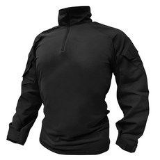 OCANXUE 남성용 전술 셔츠 G3 카모 전투 긴소매 BDU 밀리터리 1/4 지퍼 포켓 포함 블랙. 미디엄