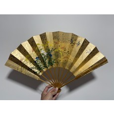 十松屋福謹制 手繪金銀箔 月夜秋草摺扇, 如圖所示, 1個