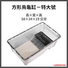特大號方形烏龜缸 58x34x19公分 寬敞空間 堅固耐用, 1個, 6.5L