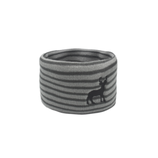 體溫魔術師 條紋麋鹿刺繡保暖圍脖 毛線脖圍 秋冬舒適保暖 經典百搭款, 灰, 1個