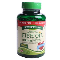 NATURE'S TRUTH 綠萃淨 魚油 1000毫克 Omega-3 檸檬軟膠囊 無麩質, 125 件, 1個, 125錠