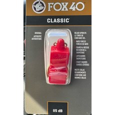 FOX40 Classic 裁判哨 紅色 - 115分貝 無滾珠附哨繩 (加拿大品牌), 1個