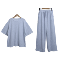 제이미핏 국내제작 무지 반팔 와이드팬츠 오버핏 트레이닝 상하 세트