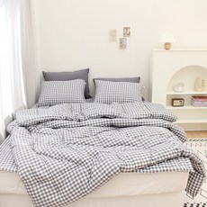 CHOUETTROOM 格紋Bongbong半薄被, 心情炭