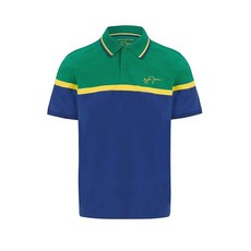 Fuel For Fans Ayrton Senna 남성용 팬웨어 스트립 폴로 셔츠 - 네이비 (스몰)