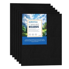 페인팅용 블랙 캔버스 프리 프라이밍 100% 면 화이트 빈 보드 20.3 x 25.4cm(8 10인치) 6팩 아크릴 오일 수채화 템페라 페인트용 아트 페인트 패널