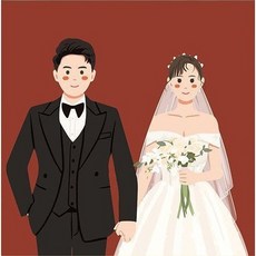 신랑신부 일러스트 3D보석 십자수 커플 함께 하는 다이어몬드페이팅 비즈공예 큐빅 스트레스 해소 사랑 담아 있는 DIY 만들기세트 기념일선물, 신랑신부 010, 60*60, 1개