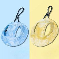 애완동물여름모자 귀달이햇빛차단 소형견고양이, S 머리 둘레 28CM 약 1 0 3 5kg, 레몬 옐로우 레이크 블루