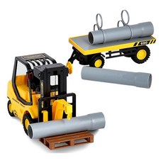 유아 공사현장 체험놀이 파이프 수송지게차 어린이집교구 엄마표놀이 주차놀이 바퀴차, 1세트, 노랑