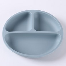 甯甯婦嬰 莫蘭迪色矽膠幼兒副食品餐盤 寶寶兒童餐具, 1個, 1.灰藍色