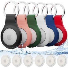 에어태그 홀더 열쇠고리 6개 세트 방수 애플 케이스 키링 실리콘 키체인 가방 열쇠 배낭 자동차 어린이용, 에어태그 홀더 열쇠고리 6개 세트 방수 애플 케이스 키