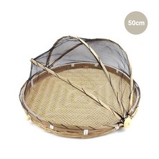 50cm 대나무 덮개채반 ( 건조망 야채 나물 생선 말리기 부침개 바구니 소쿠리 전통 명절 생활체험 민속품 한옥 인테리어 소품), 1개