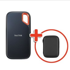 샌디스크 외장 SSD E61 익스트림 포터블 대용량 고성능 + 파우치 케이스, 4TB, 블랙 4TB, 블랙