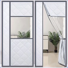 출입문 방풍 방한 외풍차단 방풍막 바람막이 커튼 양문형 찍찍이 자석 부착형, 01 회색