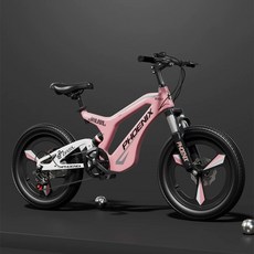 피닉스 어린이 자전거 남녀 학생 단단변속 충격완화 디스크 브레이크 마그네슘 합금 산악자전거, 18인치, 변속 핑크, 1개