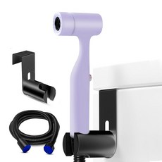 화장실 호스가 있는 휴대용 비데 스프레이 | 이중 스프레이 모드 | 누출 방지 ABS | 여성 세척 아기 및 애완동물 관리용마카롱 퍼플 1세트, 화장실 호스가 있는 휴대용 비데 스프레이 | 이중 스프