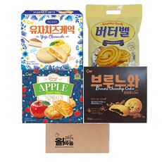 대용량과자 청우 유자치즈케익+브루느와쿠키+그랑쉘사과+오성 버터벨, 1세트, 1000g