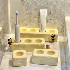 치즈 스타일 세면기 전동 칫솔 치약 선반 보관함 받침대, 상세페이지 참고, 3구 치즈 칫솔홀더 대황
