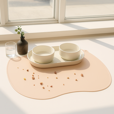 와우 신나라 반려동물 펫 식기 매트 초대형 62cm x 48cm 논슬립 미끄럼방지 실리콘 매트, 1개, 로즈아이보리