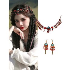 알라딘 자스민 공주 머리장식 악세사리 여행 이국적인, 이마장식 + 귀걸이