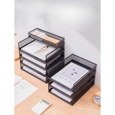 a4 서류보관함 파일 프레임 메쉬 종이 손잡이 6단 철망 A4세로4단 바구니 블랙, A4세로4단  바구니 블랙
