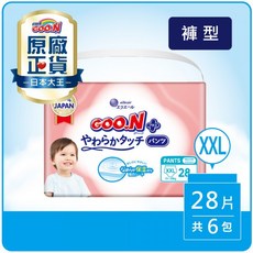 【GOO.N 大王】柔觸肌 褲型 M (52片 x 3包) 箱購, 1個, XXL 28片×6入(箱購)