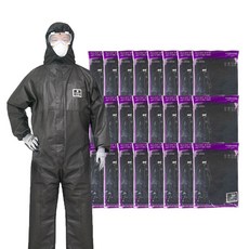 아스가드 원피스 보호복 PP-201G 방진 작업복 24개입, 2XL(176~218cm), 24개, 블랙