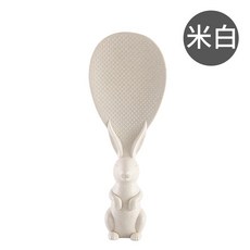 小麥餐具 兔子造型飯勺 站立式不沾飯匙, 1個, 兔子-米白色