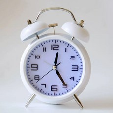 4인치 트윈 벨 시계 알람 탁상 큰 프레임 무소음 소리 발광 학생용 메탈 거실용, A. 화이트