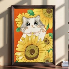 掐絲琺琅DIY材料 景泰藍非遺手作擺臺畫, 8寸向日葵貓全套材料包